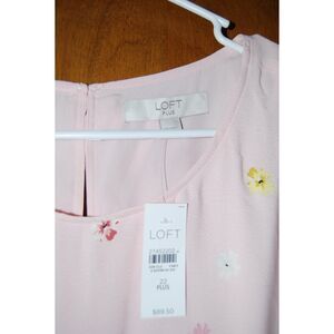 LOFT PLUSS 22W WOMENS PINK SHEATH DRESS WITH FLOWERS NWT